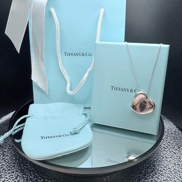 Rare Large Tiffany & Co. Elsa Peretti Full Heart Pendant Necklace SterlingSilver - Picture 4 of 7